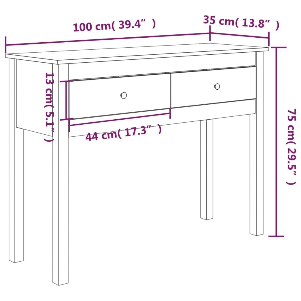 vidaXL Konsolipöytä hunajanruskea 100x35x75 cm täysi mänty hinta ja tiedot | Sivupöydät | hobbyhall.fi