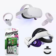 Meta (Oculus) Quest 2 128gb + Kiwi Strap + Energizer Rechargable Bundle hinta ja tiedot | Oculus Tietokoneet ja pelaaminen | hobbyhall.fi