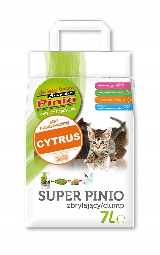 Paakkuuntuva kissanhiekka Super Pinio Clumping Litter Lemon 7 L hinta ja tiedot | Kissanhiekka | hobbyhall.fi