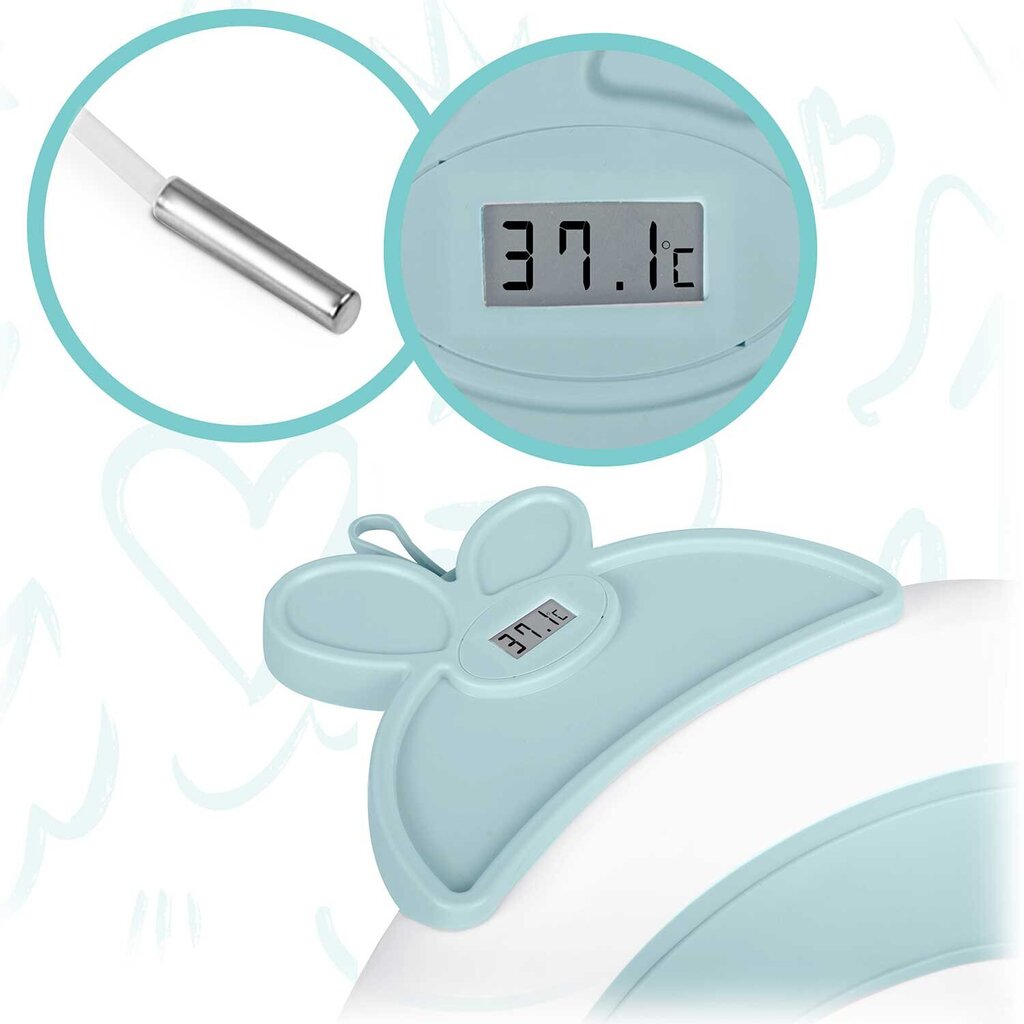 Vauvan kylpyamme lämpömittarilla, valkoinen/minttu hinta ja tiedot | Kylpyvälineet | hobbyhall.fi