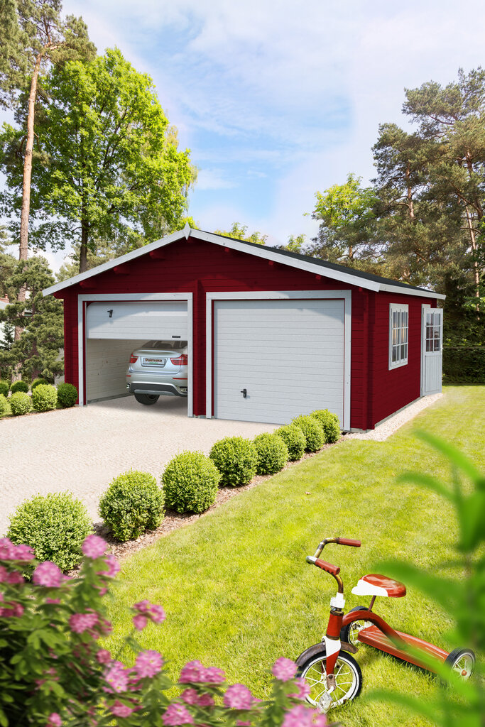 Autotalli Roger 28,4 m² kahdelle autolle nosto-ovilla hinta ja tiedot | Piharakennukset | hobbyhall.fi