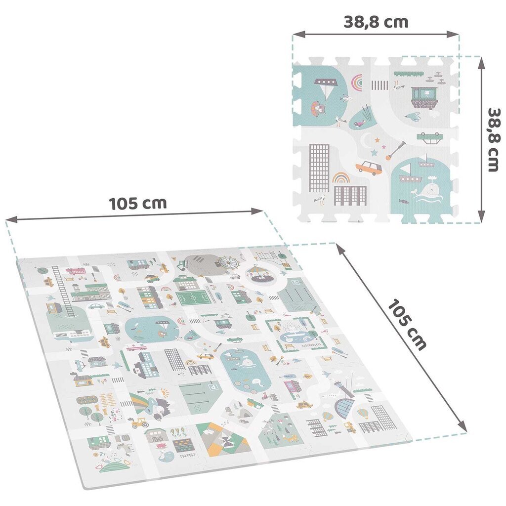 Vaahtomuovi palapelimatto 105cm x 105cm, ja vaahtomuovihahmot hinta ja tiedot | Leikkimatot | hobbyhall.fi