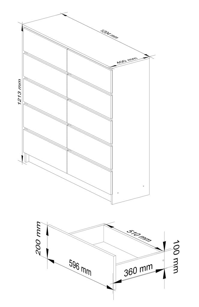 Akord K120 10SZSZ lipasto, punainen hinta ja tiedot | Lipastot | hobbyhall.fi