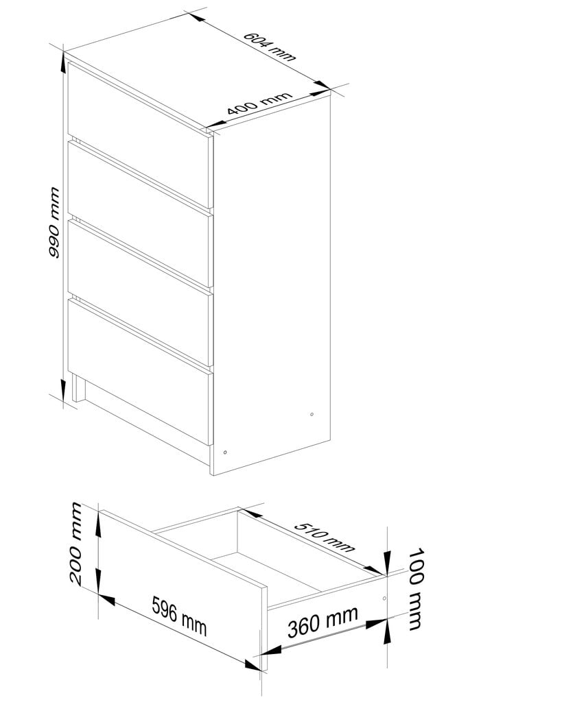 Akord K60 4SZSZ lipasto, musta/punainen hinta ja tiedot | Lipastot | hobbyhall.fi