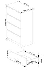 Akord K60 4SZSZ lipasto, musta hinta ja tiedot | Lipastot | hobbyhall.fi