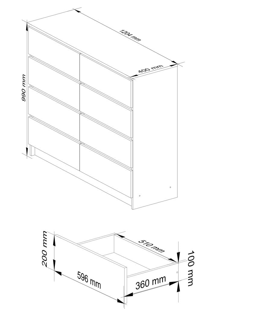 Akord K120 8SZSZ lipasto, punainen hinta ja tiedot | Lipastot | hobbyhall.fi