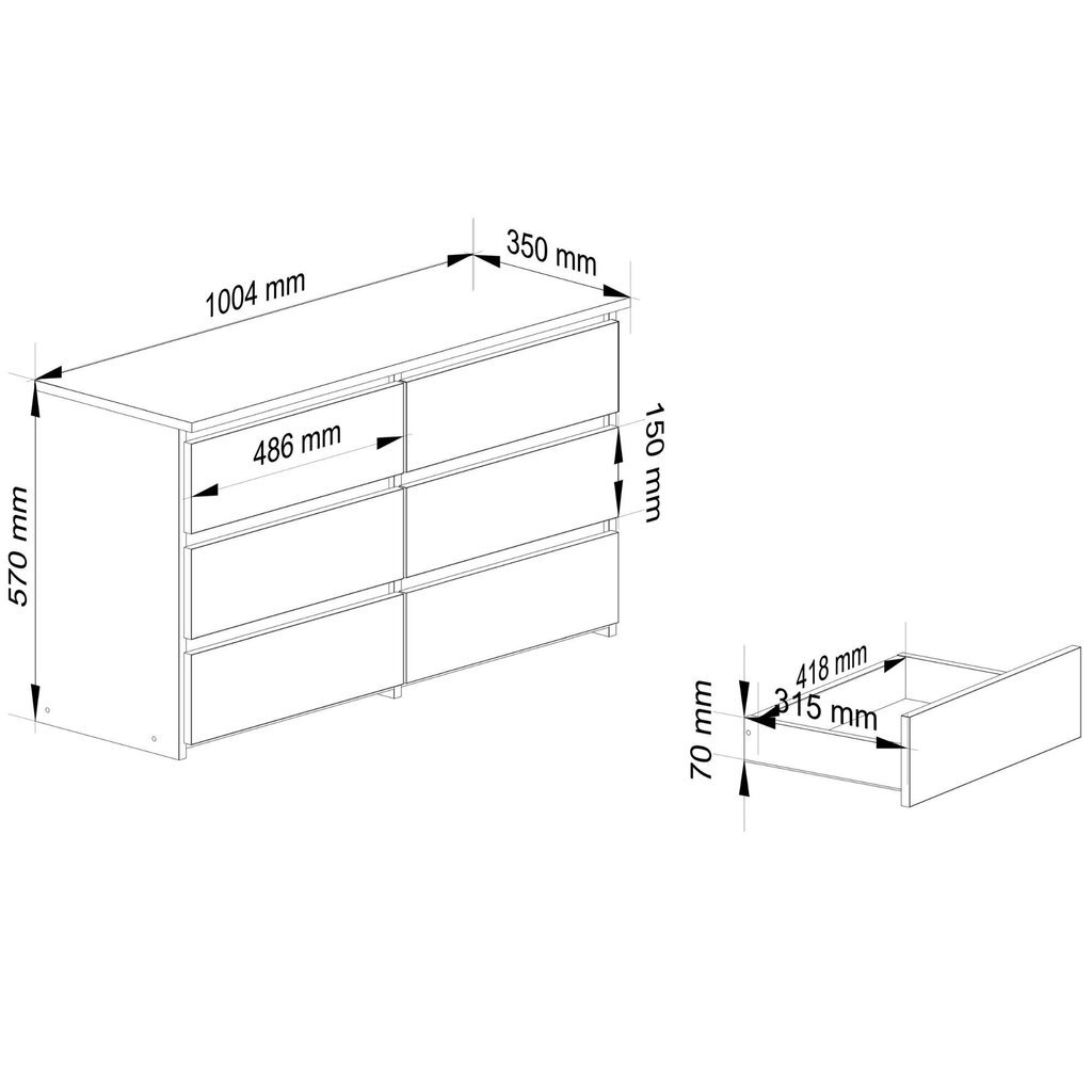 Lipasto Akord CL100, harmaa/valkoinen hinta ja tiedot | Lipastot | hobbyhall.fi