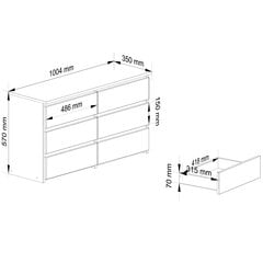 Lipasto Akord CL100 6SZSZ, valkoinen/ruskea hinta ja tiedot | Lipastot | hobbyhall.fi