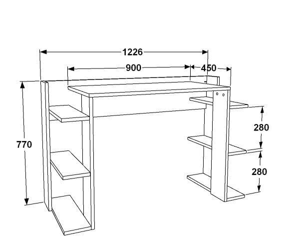 Pöytä, Asir, 122,7x77x45 cm, ruskea/musta hinta ja tiedot | Tietokonepöydät ja työpöydät | hobbyhall.fi