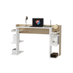 Pöytä, Asir, 122,7x77x45 cm, valkoinen/ruskea hinta ja tiedot | Tietokonepöydät ja työpöydät | hobbyhall.fi