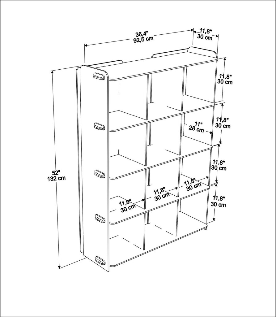 Hylly, Asir, 92,5x132x30 cm, ruskea hinta ja tiedot | Hyllyt | hobbyhall.fi