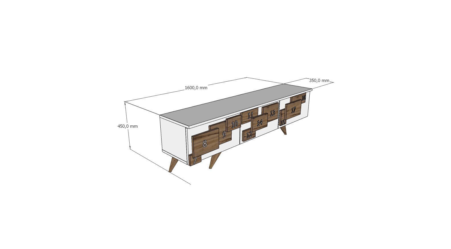 TV-taso, Asir, 160x45x35 cm, harmaa/ruskea hinta ja tiedot | TV-tasot | hobbyhall.fi