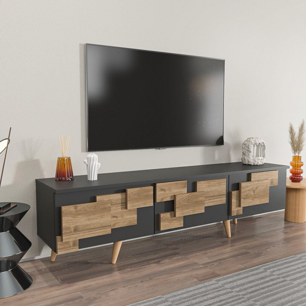 TV-taso, Asir, 160x45x35 cm, harmaa/ruskea hinta ja tiedot | TV-tasot | hobbyhall.fi