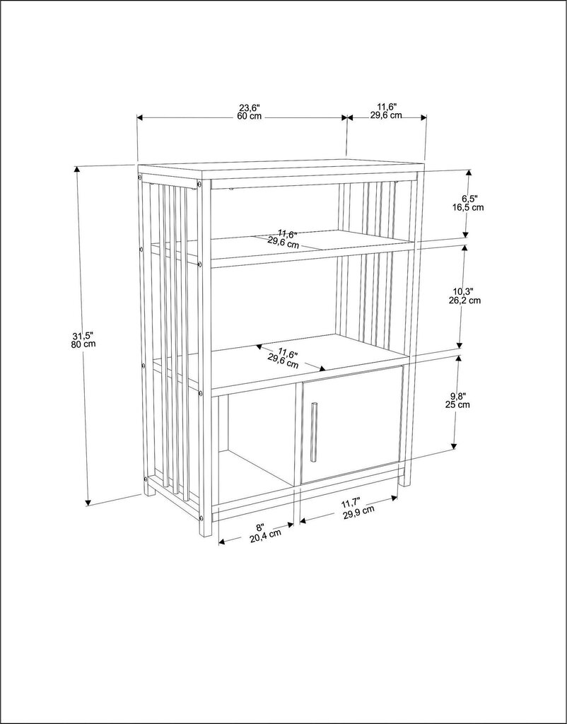 Hylly, Asir, 60x80x29,6 cm, vihreä/valkoinen hinta ja tiedot | Hyllyt | hobbyhall.fi