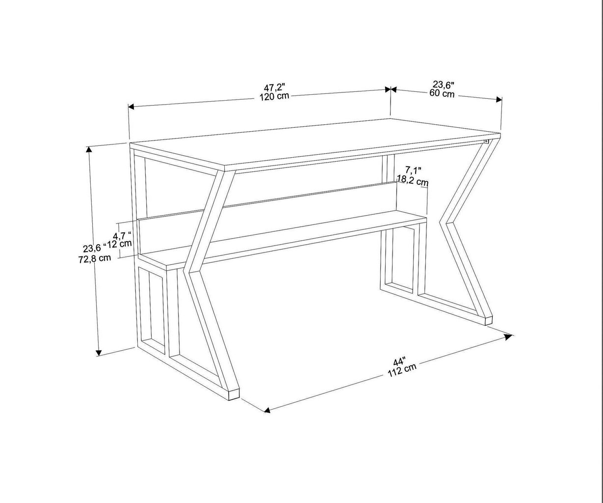 Pöytä, Asir, 120x72,8x60 cm, vihreä/musta hinta ja tiedot | Tietokonepöydät ja työpöydät | hobbyhall.fi