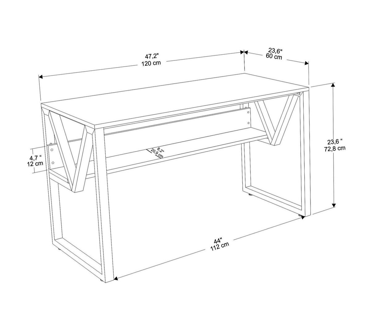 Pöytä, Asir, 120x72,8x60 cm, vihreä/musta hinta ja tiedot | Tietokonepöydät ja työpöydät | hobbyhall.fi