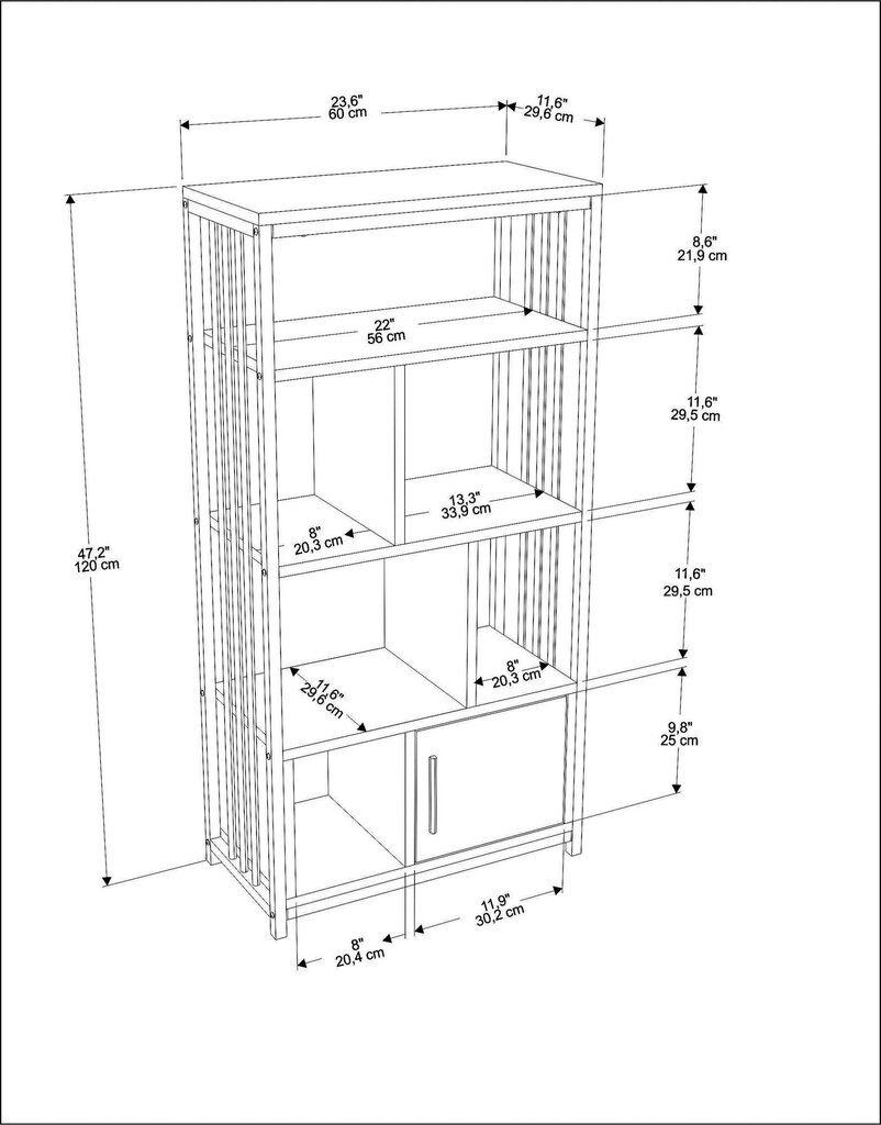 Hylly, Asir, 60x120x29,6 cm, musta/vihreä hinta ja tiedot | Hyllyt | hobbyhall.fi