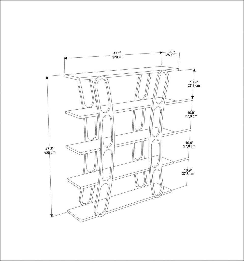 Hylly, Asir, 120x120x25 cm, musta hinta ja tiedot | Hyllyt | hobbyhall.fi