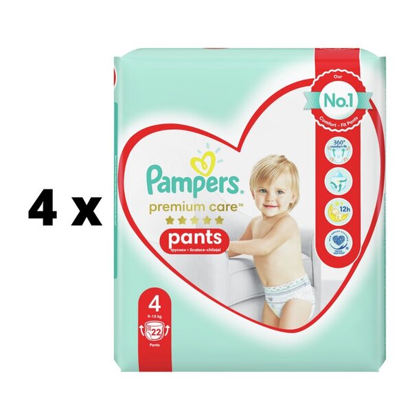 Vaipat PAMPERS Premium Pants, Kantopakkaus, koko 4, 22 kpl. x 4 kpl. paketti