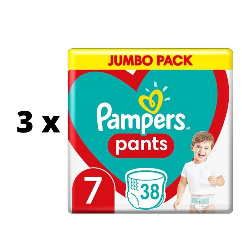 Vaipat PAMPERS Pants Jumbo Pack S7 38 kpl. x 3 kpl. paketti hinta ja tiedot | Vaipat | hobbyhall.fi