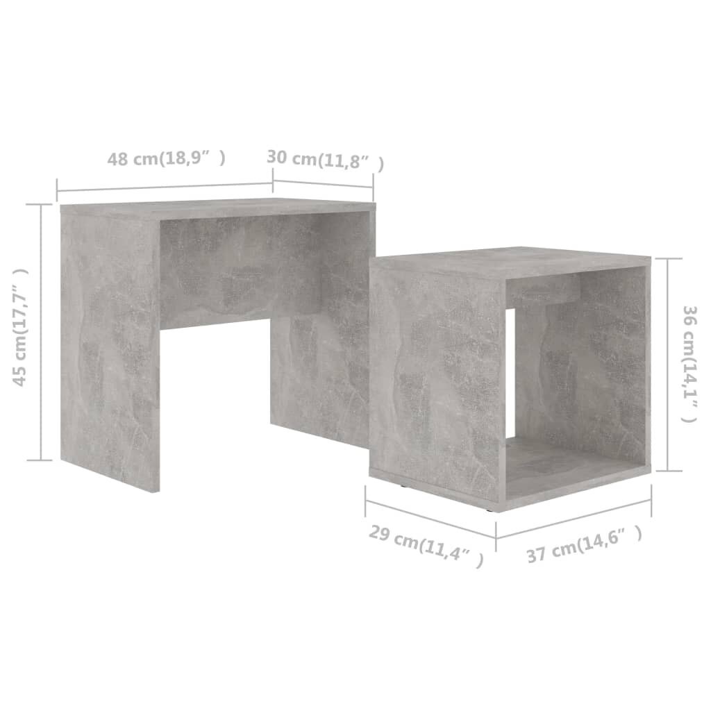 vidaXL Sohvapöytäsarja betoninharmaa 48x30x45 cm lastulevy hinta ja tiedot | Sohvapöydät | hobbyhall.fi