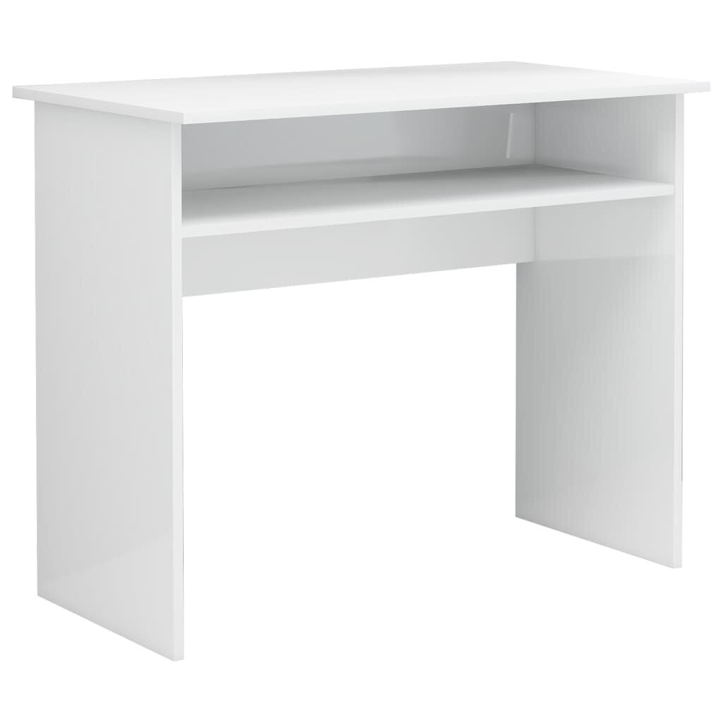 vidaXL Työpöytä korkeakiilto valkoinen 90x50x74 cm lastulevy hinta ja tiedot | Tietokonepöydät ja työpöydät | hobbyhall.fi