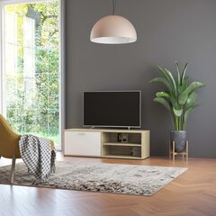 vidaXL TV-taso valkoinen ja Sonoma-tammi 120x34x37 cm lastulevy hinta ja tiedot | TV-tasot | hobbyhall.fi