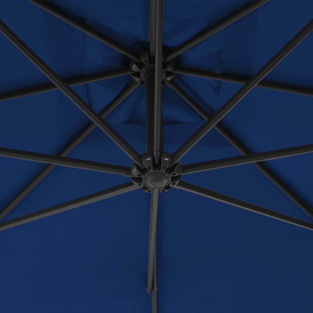 vidaXL Riippuva aurinkovarjo teräspylväällä 250x250 cm taivaansininen hinta ja tiedot | Aurinkovarjot ja markiisit | hobbyhall.fi