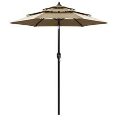 vidaXL 3-tasoinen aurinkovarjo alumiinitanko harmaanruskea 2 m hinta ja tiedot | Aurinkovarjot ja markiisit | hobbyhall.fi