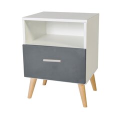 Yöpöytä ADRK Furniture Logan 11, valkoinen/harmaa hinta ja tiedot | Yöpöydät | hobbyhall.fi