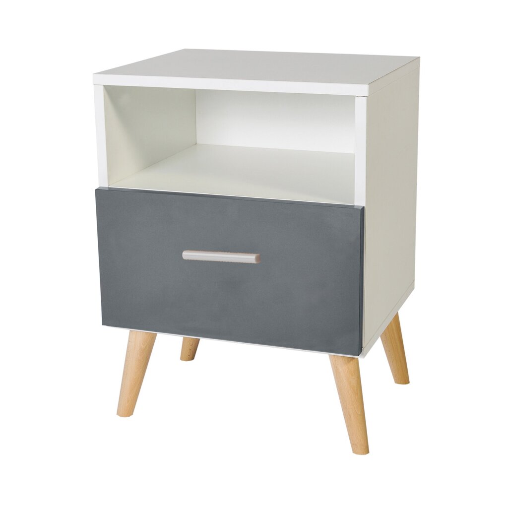 Yöpöytä ADRK Furniture Logan 11, valkoinen/harmaa hinta ja tiedot | Yöpöydät | hobbyhall.fi