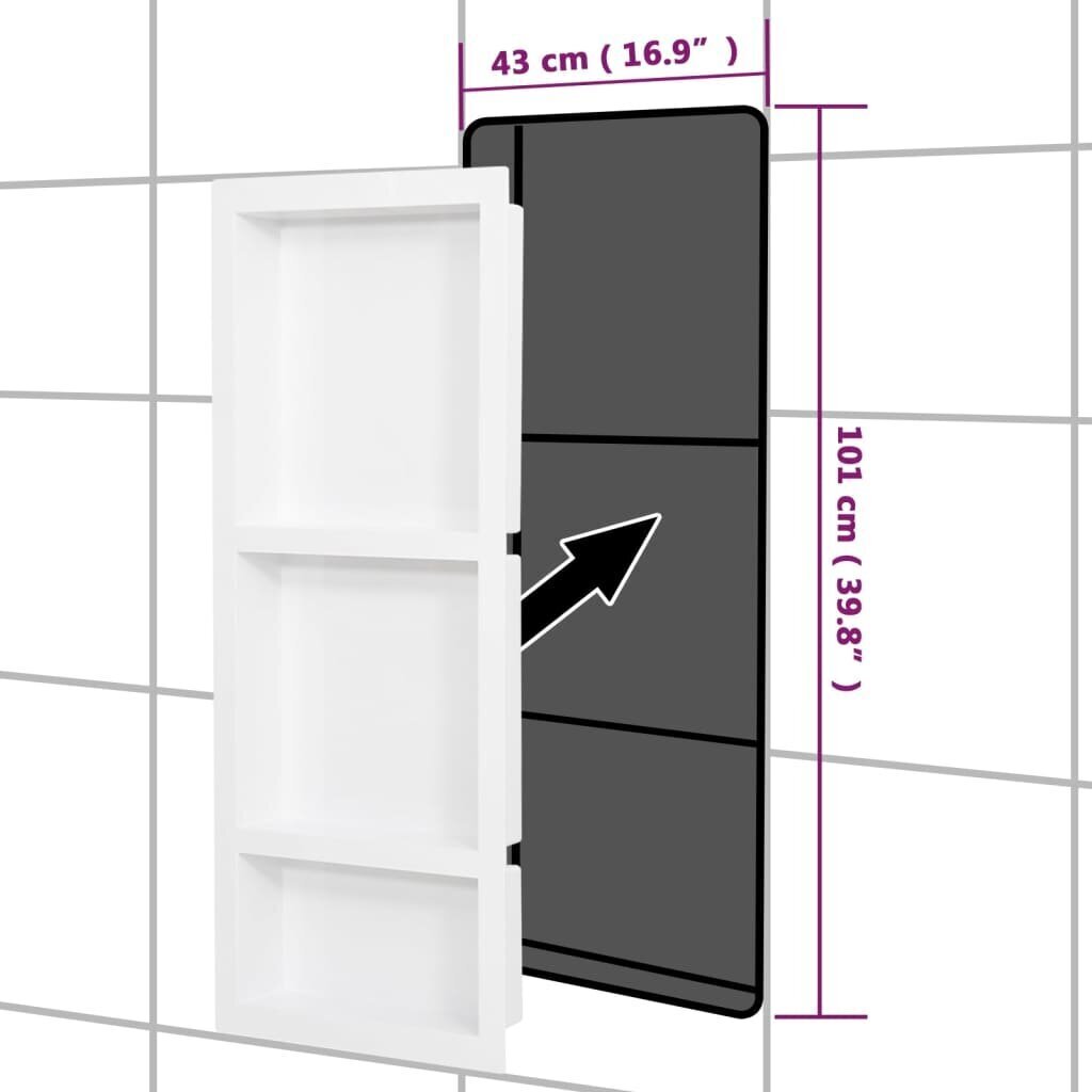 vidaXL Suihkusyvennys 3 osastolla mattavalkoinen 41x99x9 cm hinta ja tiedot | Kylpyhuoneen sisustus | hobbyhall.fi