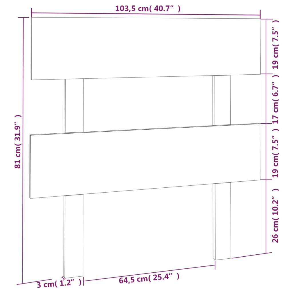 vidaXL Sängynpääty musta 103,5x3x81 cm täysi mänty hinta ja tiedot | Sängyt | hobbyhall.fi