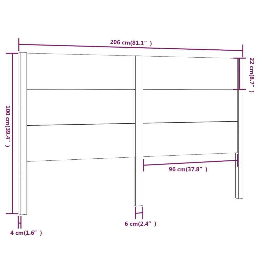 vidaXL Sängynpääty hunajanruskea 206x4x100 cm täysi mänty hinta ja tiedot | Sängyt | hobbyhall.fi