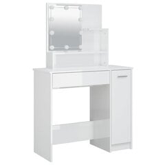 VidaXL Peilipöytä LED-valoilla korkeakiilto valkoinen 86,5x35x136 cm hinta ja tiedot | Peilipöydät | hobbyhall.fi