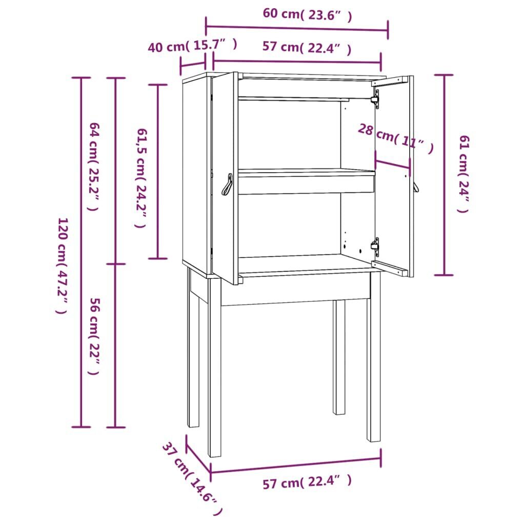 vidaXL Kaappi 60x40x120 cm täysi mänty hinta ja tiedot | Olohuoneen kaapit ja lipastot | hobbyhall.fi