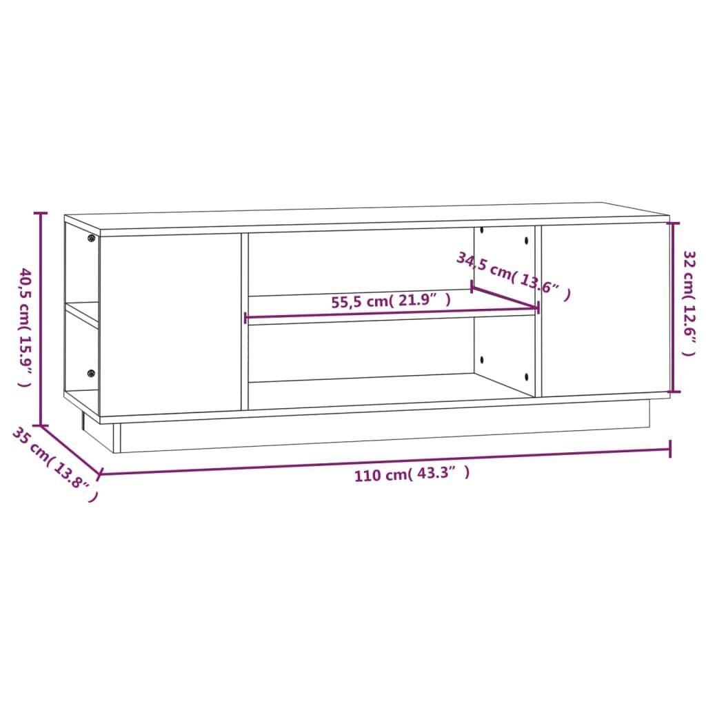 vidaXL TV-taso hunajanruskea 110x35x40,5 cm täysi mänty hinta ja tiedot | TV-tasot | hobbyhall.fi