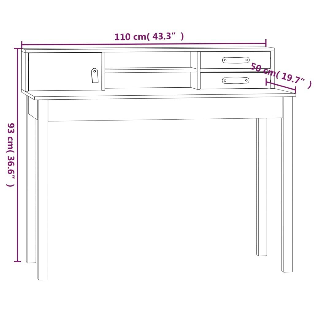 vidaXL Työpöytä hunajanruskea 110x50x93 cm täysi mänty hinta ja tiedot | Tietokonepöydät ja työpöydät | hobbyhall.fi