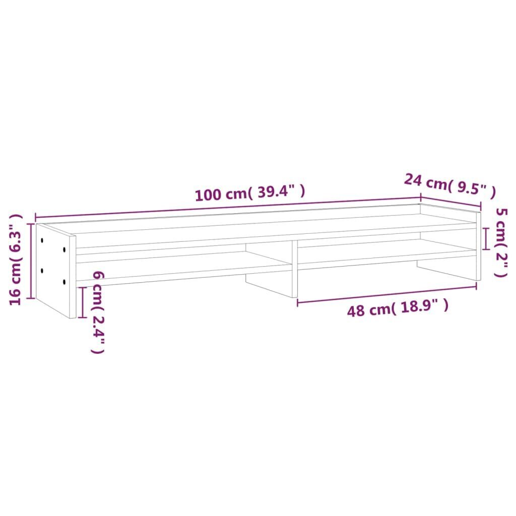 vidaXL Näyttökoroke hunajanruskea 100x24x16 cm täysi mänty hinta ja tiedot | Tietokonepöydät ja työpöydät | hobbyhall.fi