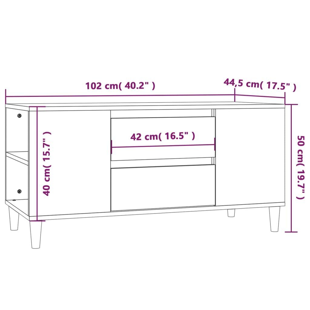 vidaXL TV-taso harmaa Sonoma 102x44,5x50 cm tekninen puu hinta ja tiedot | TV-tasot | hobbyhall.fi