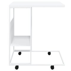 vidaXL Sivupöytä pyörillä valkoinen 55x36x63,5 cm tekninen puu hinta ja tiedot | Sohvapöydät | hobbyhall.fi