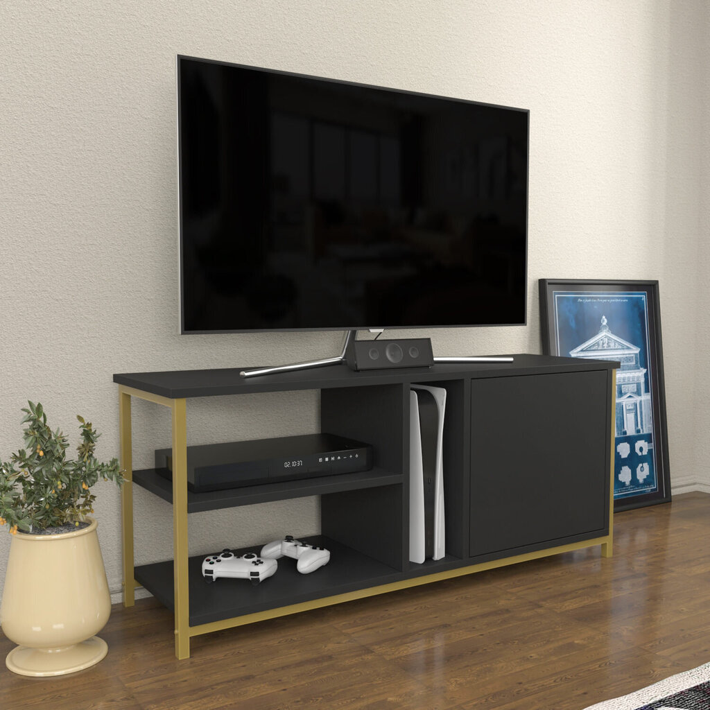 TV-taso, Asir, 120x35,3x50,8 cm, kulta/harmaa hinta ja tiedot | TV-tasot | hobbyhall.fi