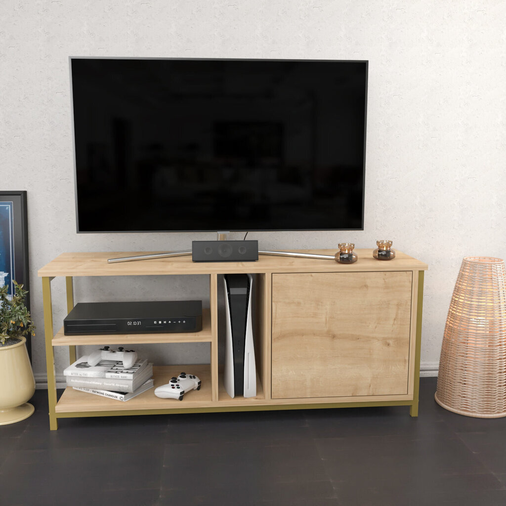 TV-taso, Asir, 120x35,3x50,8 cm, kulta/beige hinta ja tiedot | TV-tasot | hobbyhall.fi