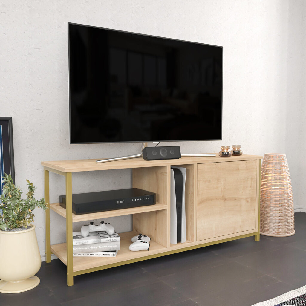 TV-taso, Asir, 120x35,3x50,8 cm, kulta/beige hinta ja tiedot | TV-tasot | hobbyhall.fi