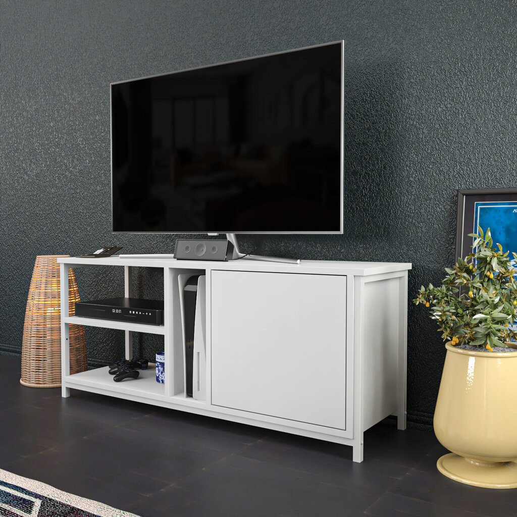 TV-taso, Asir, 120x35,3x50,8 cm, valkoinen hinta ja tiedot | TV-tasot | hobbyhall.fi