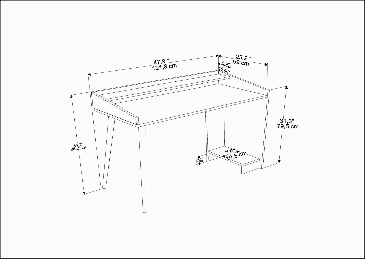 Pöytä, Asir, 121,8x59x88,3 cm, valkoinen hinta ja tiedot | Tietokonepöydät ja työpöydät | hobbyhall.fi