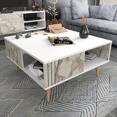 Sohvapöytä, Asir, 89,6x89,6x46,5 cm, valkoinen hinta ja tiedot | Sohvapöydät | hobbyhall.fi