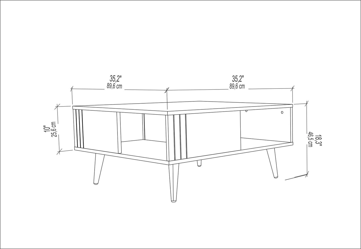 Sohvapöytä, Asir, 89,6x89,6x46,5 cm, valkoinen hinta ja tiedot | Sohvapöydät | hobbyhall.fi