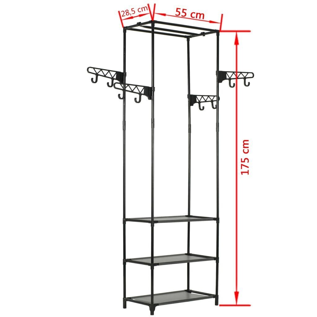 vidaXL Vaatenaulakko teräs ja kuitukangas 55x28,5x175 cm musta hinta ja tiedot | Naulakot | hobbyhall.fi