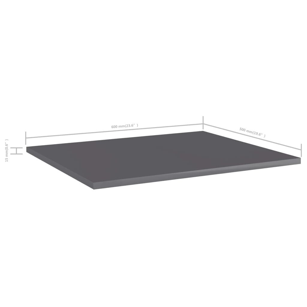 vidaXL Kirjahyllytasot 8 kpl korkeakiilto harmaa 60x50x1,5cm lastulevy hinta ja tiedot | Hyllyt | hobbyhall.fi